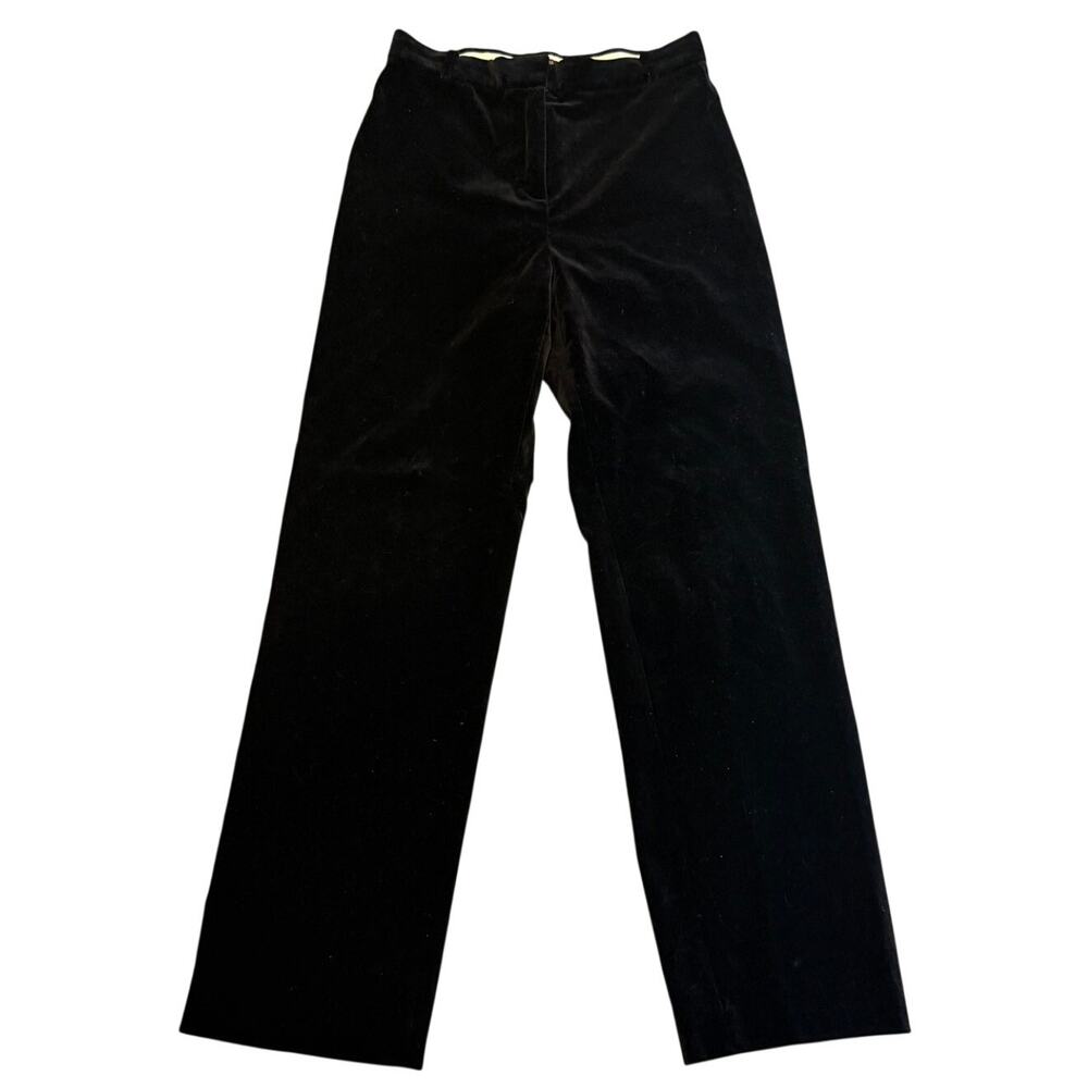 Max Mara Weekend Velvet Pants Straight Leg Tailored Black Designer Office Size 8